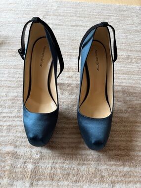 Alexandre Birman Navy Satin Slingback Pumps